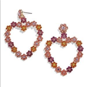 Never Worn BaubleBar Magnolia Heart Earrings